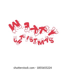 Merry Christmas on white background. Vector text Calligraphic Lettering design card template