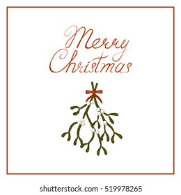 Merry Christmas on a white background. Greeting card. Vector illustration.