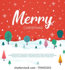 Merry Christmas on Winter season landscape vector 