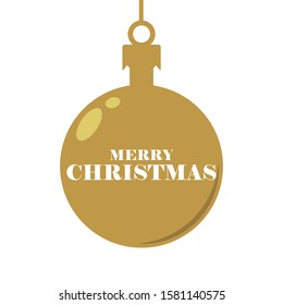 Merry Christmas on Xmas ball tree decoration. Vector Lettering, decorative template for seasonal greeting card.