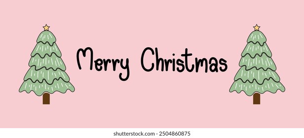 Merry Christmas one line art and element hand draw, hand drawn continuous contour. Holiday concept, festive lettering. New year handwriting text, sketch style, minimalist design.