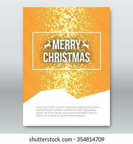 Merry Christmas Orange Invitation Card, design template, xmas brochure design, vector illustration
