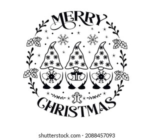 Merry Christmas Ornament Design. Lettering. Happy New Year Quote.