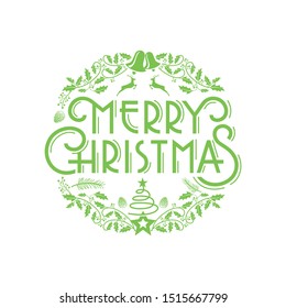 Merry Christmas Ornament Elegant Rustic Green