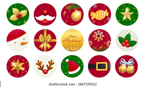 Merry Christmas ornament icon label or sticker for new year celebration decoration 