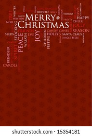 merry christmas and other holiday words on a red background