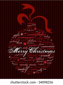 merry christmas and other holiday words in the shape of an ornament