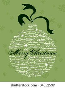 merry christmas and other holiday words in the shape of an ornament