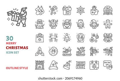 Merry christmas outline icon vector illustration.
