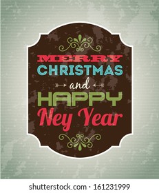 merry christmas  over pattern background  vector illustration 