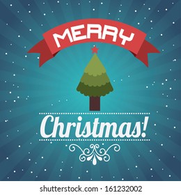 merry christmas  over pattern background  vector illustration 