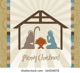 merry christmas  over pattern background  vector illustration 