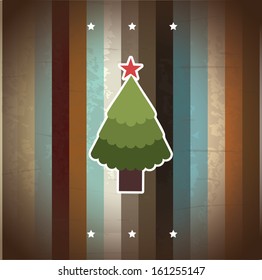 merry christmas  over wooden background  vector illustration 