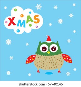 merry christmas owl