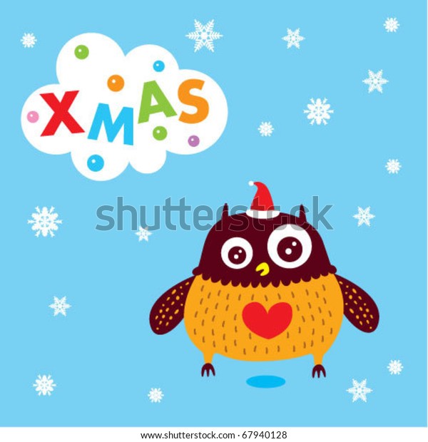 Merry Christmas Owl Stock Vector Royalty Free 67940128