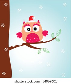 merry christmas owl doodle