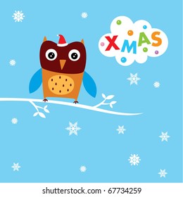 merry christmas owl doodle