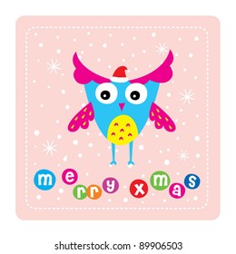 merry christmas owl doodle