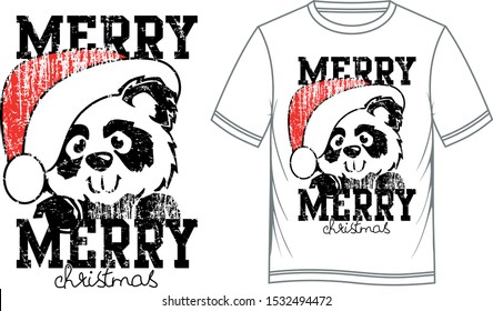 merry christmas panda noel theme shirt design vector