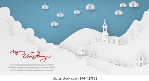 Merry Christmas Paper Art and New Year Celebration Concept Vector Art and Illustration
