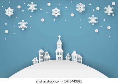 Merry Christmas Paper Art and New Year Celebration Concept Vector Art and Illustration