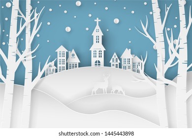 Merry Christmas Paper Art and New Year Celebration Concept Vector Art and Illustration