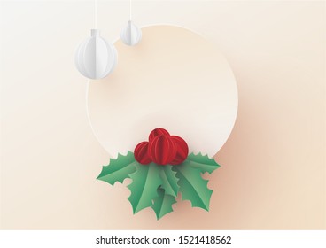 Merry Christmas Paper Art and New Year Celebration Concept Vector Art and Illustration
