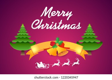 merry christmas, paper art style, vector design