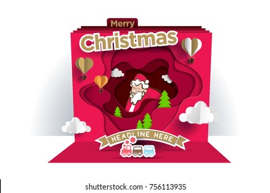 Merry Christmas paper cut greeting card
