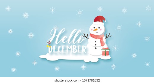 Merry Christmas in paper cut style. Vectors illustrations