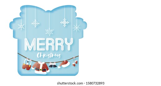 Merry Christmas in paper cut style. Vectors illustrations