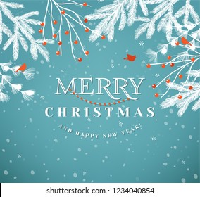 Merry Christmas paper cut vector illustration. Christmas greeting card