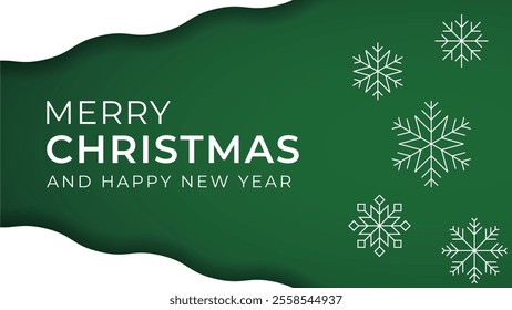 Merry Christmas Paper Cut Wallpaper Background Poster Graphic Vector. Snowflake, Snow. Editable Line Art Stroke
