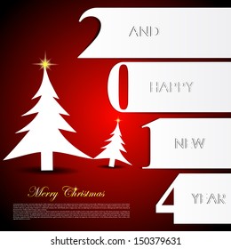 Merry Christmas paper design greeting card