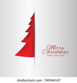 Feliz tarjeta de felicitación por el diseño del árbol de papel de Navidad.