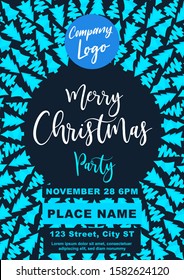 Merry Christmas Party a4 Flyer Banner poster template vector illustration offer holiday greeting card