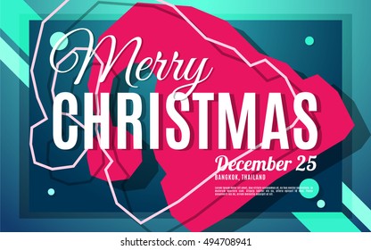 Merry Christmas party bright neon color poster. Vector modern template for your design