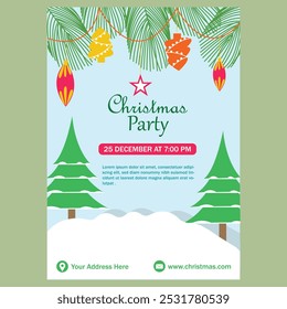 Merry Christmas Party Card Vector Design