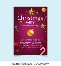 Merry Christmas party cards, flyers and invitations. Floral festive frames and backgrounds design. Vector illustration.