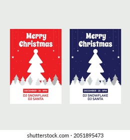 Merry Christmas Party Flyer Design Template. Holiday design for greeting card