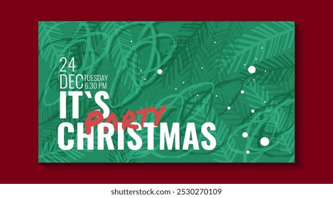 Merry christmas party glass ball and gift box for flyer brochure design on red background invitation theme concept. Happy holiday greeting banner and card template.