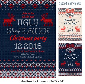 Merry Christmas Party Invitation Cards Knitted Stock Vector (Royalty ...