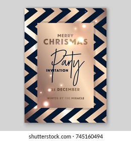 Merry Christmas Party invitation gold design