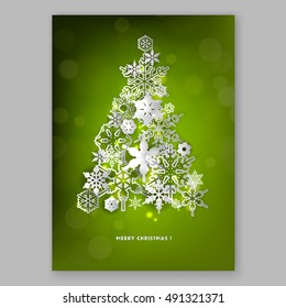 Merry Christmas party invitation and Happy New Year Party Invitation Card Christmas Party poster Holiday design template Christmas decoration fir tree, Pine Branches snowflake, gift box, lights, balls