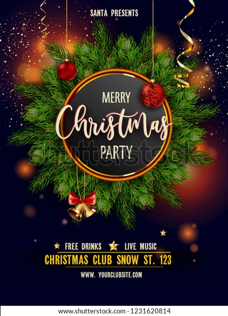 Merry Christmas Party Invitation Poster Main Stock Vector Royalty Free 1231620814