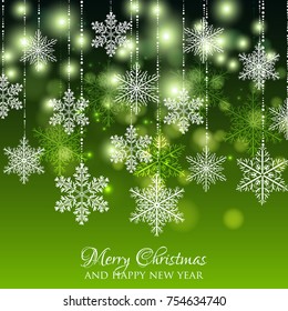 Merry Christmas party invitation smowflake winter background