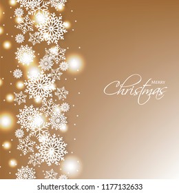 Merry Christmas Party invitation template snowflake. Winter snowfall greeting card