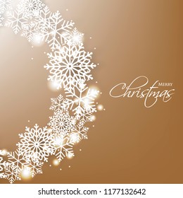 Merry Christmas Party invitation template snowflake. Winter snowfall greeting card