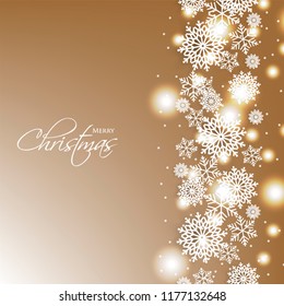 Merry Christmas Party invitation template snowflake. Winter snowfall greeting card