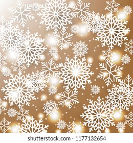Merry Christmas Party invitation template snowflake. Winter snowfall greeting card